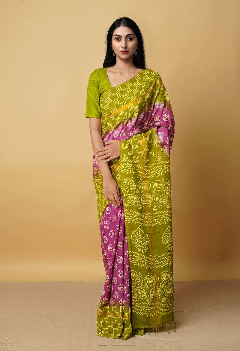 Pink-Green  Summer Bangalore Soft Silk Saree-UNM65550