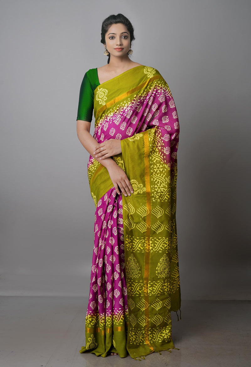 Pink-Green  Summer Bangalore Soft Silk Saree-UNM65551