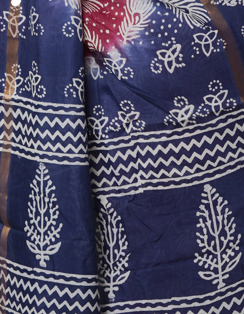 Maroon-Navy Blue  Summer Bangalore Soft Silk Saree-UNM65552