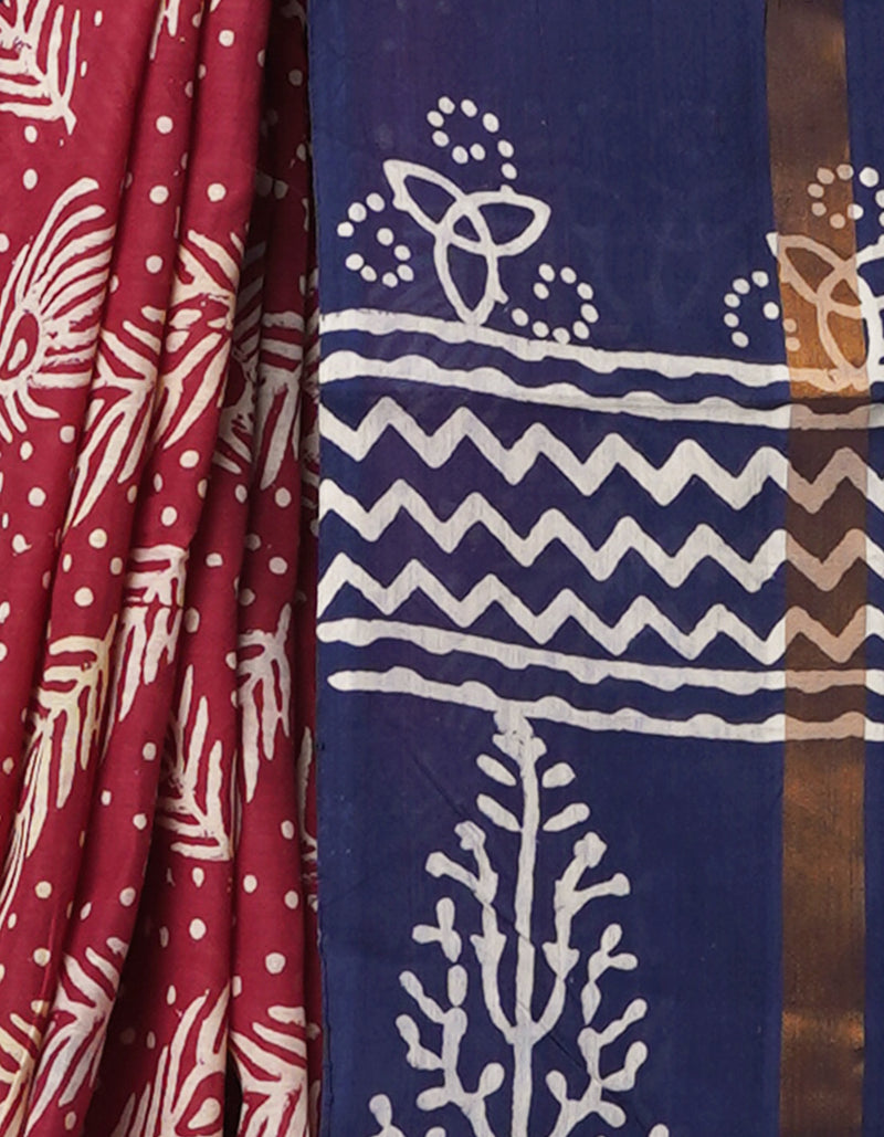 Maroon-Navy Blue  Summer Bangalore Soft Silk Saree-UNM65552