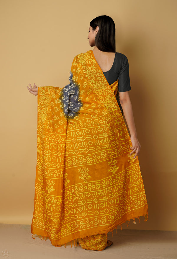 Grey-Orange  Summer Bangalore Soft Silk Saree-UNM65556
