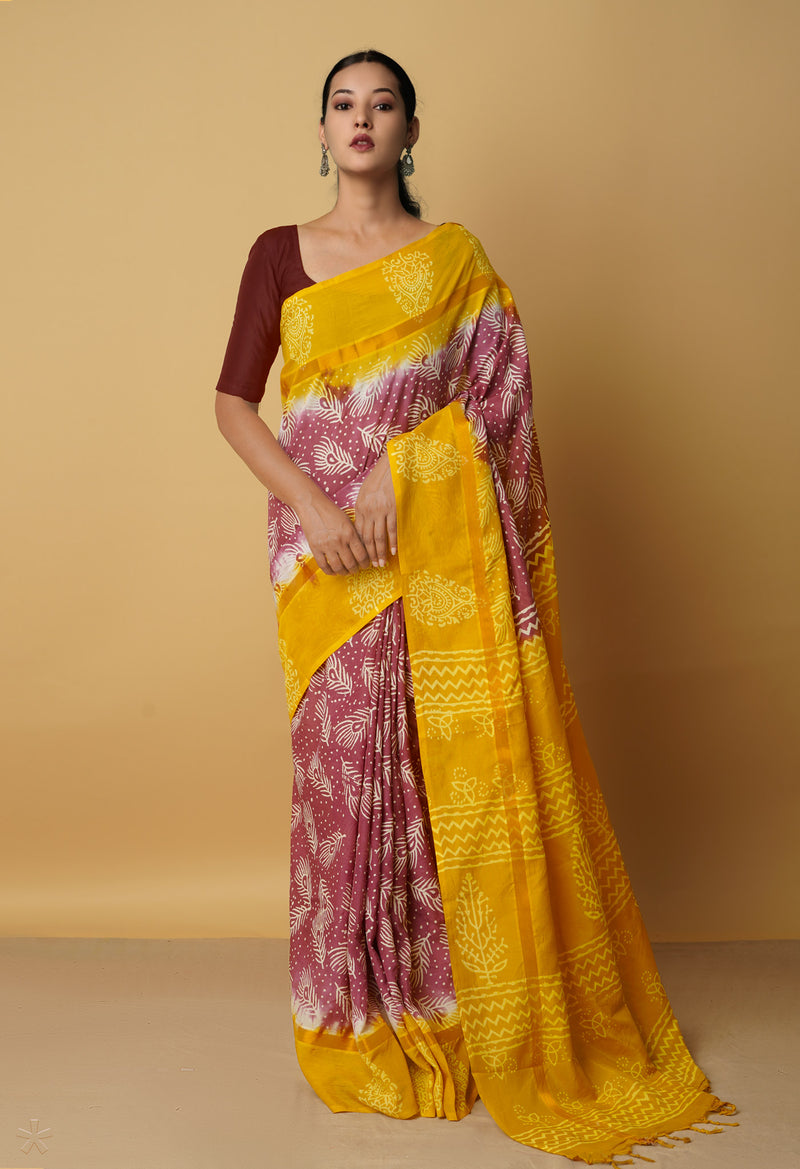 Pink-Yellow  Summer Bangalore Soft Silk Saree-UNM65559