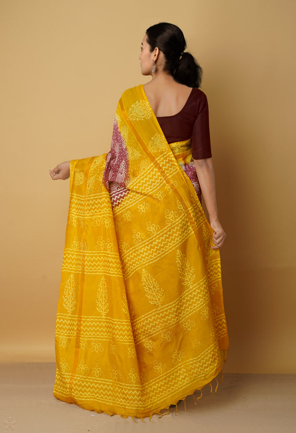 Pink-Yellow  Summer Bangalore Soft Silk Saree-UNM65559