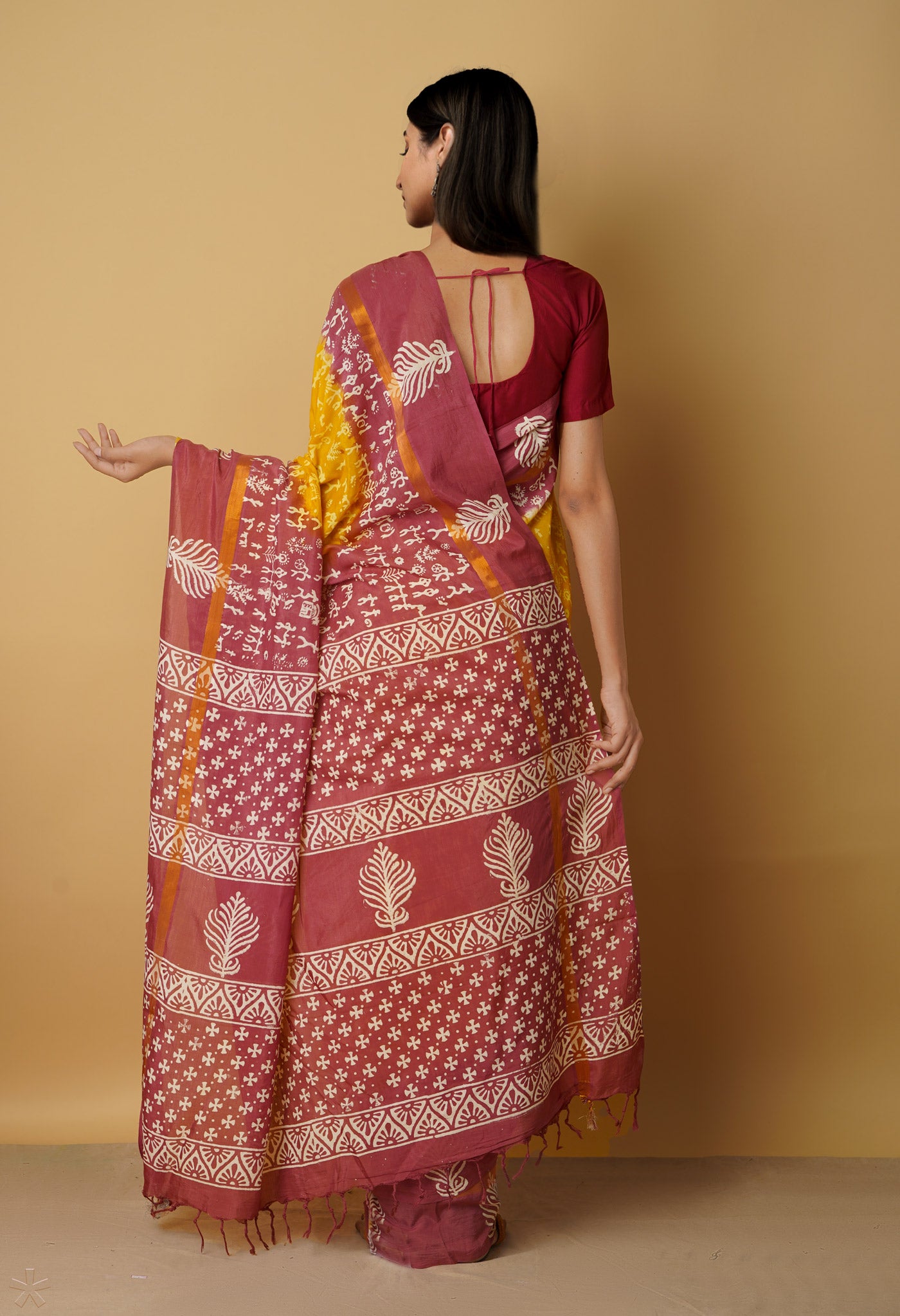 Yellow-Pink  Summer Bangalore Soft Silk Saree-UNM65560