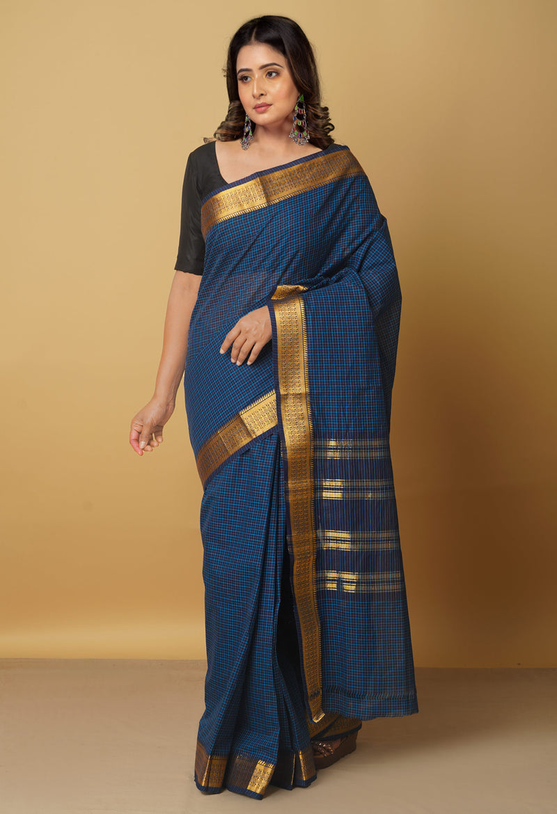 Online Shopping for Navy Blue Pure Pavani Venkatagiri Cotton Saree with Fancy prints from Andhra Pradesh at Unnatisilks.com India