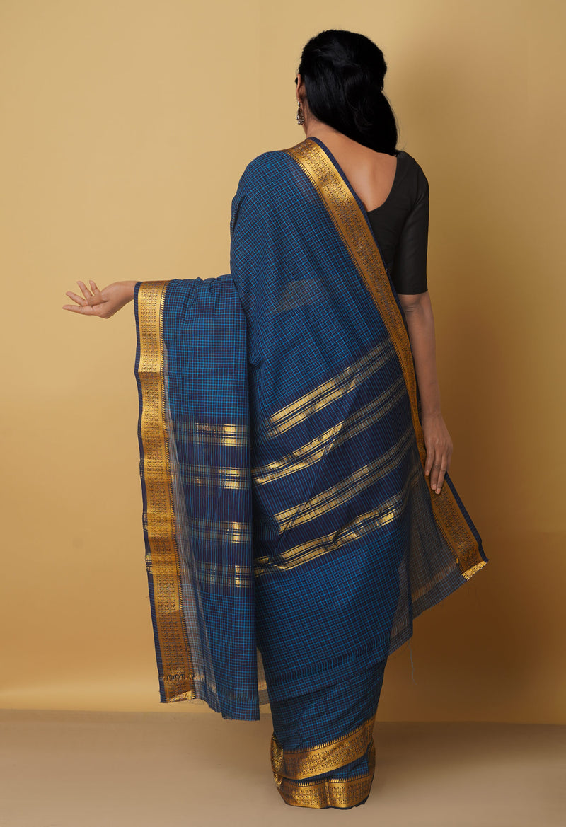 Online Shopping for Navy Blue Pure Pavani Venkatagiri Cotton Saree with Fancy prints from Andhra Pradesh at Unnatisilks.com India