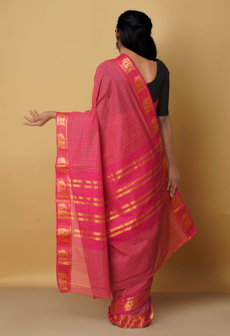 Online Shopping for Pink Pure Pavani Venkatagiri Cotton Saree with Fancy prints from Andhra Pradesh at Unnatisilks.com India
