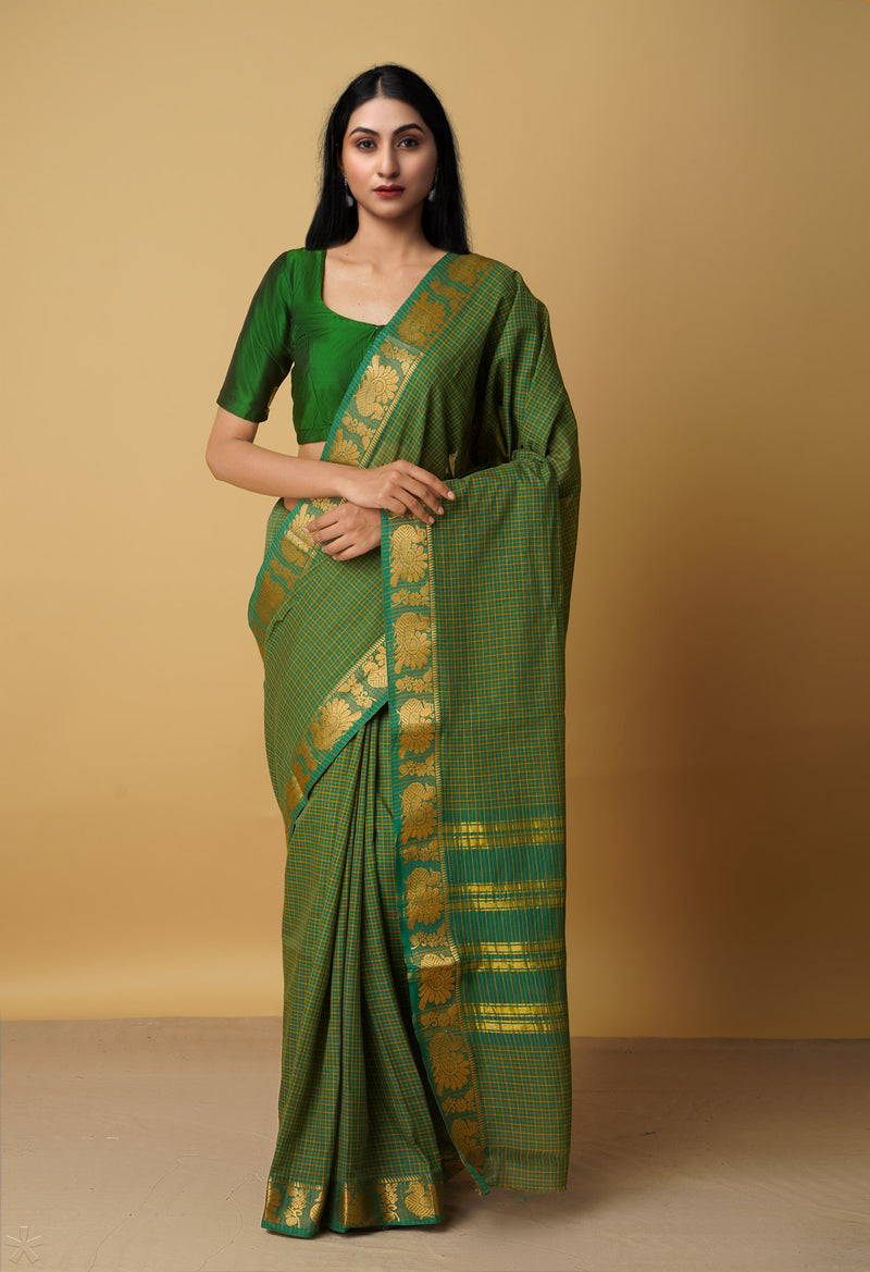 Green Pure Pavani Venkatagiri Cotton Saree-UNM65567
