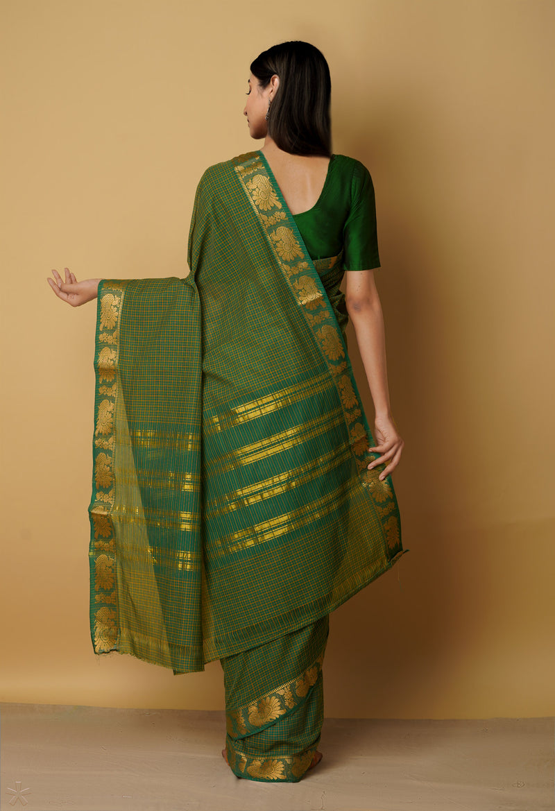 Green Pure Pavani Venkatagiri Cotton Saree-UNM65567