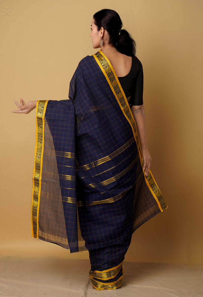 Navy Blue Pure Pavani Venkatagiri Cotton Saree-UNM65571