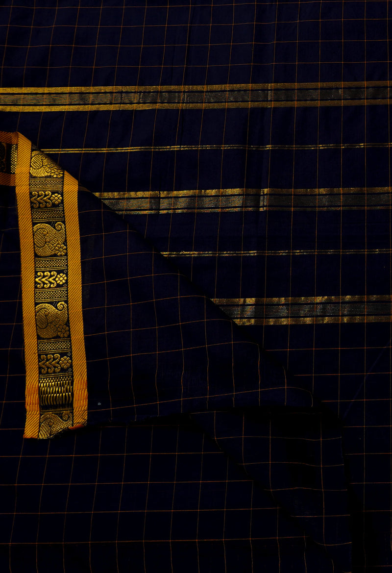 Navy Blue Pure Pavani Venkatagiri Cotton Saree-UNM65571