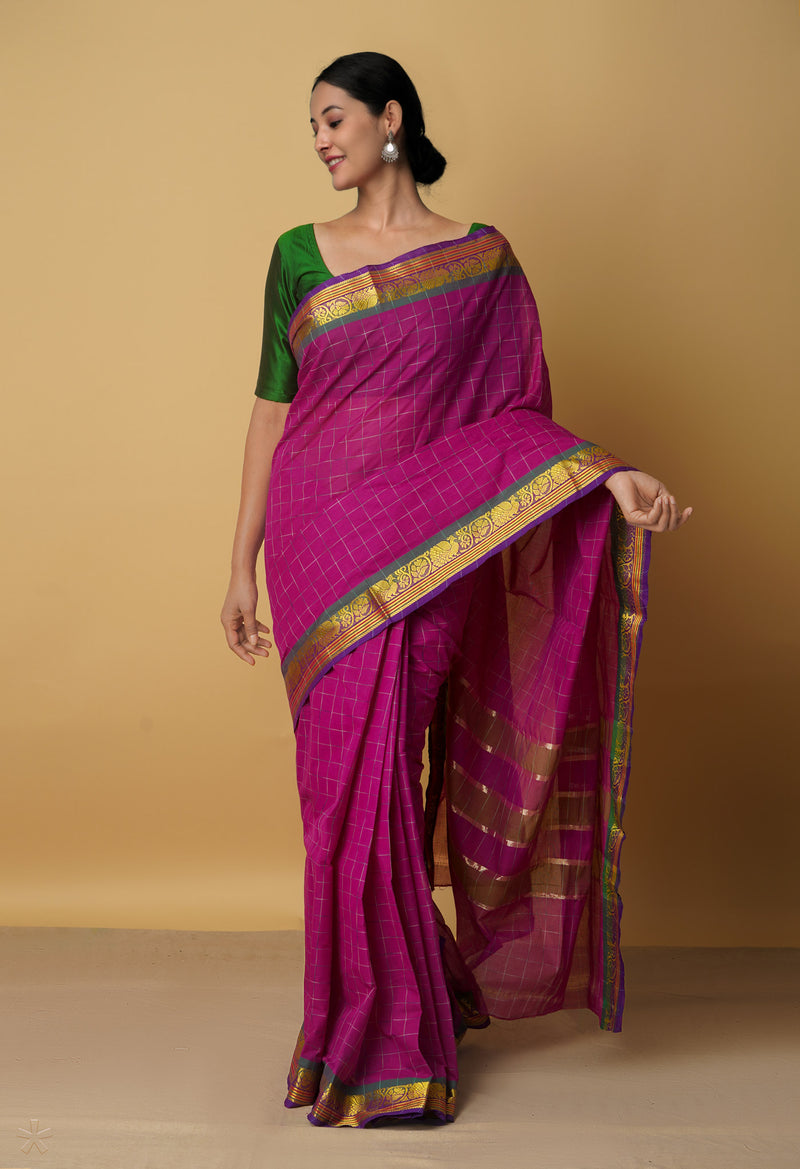 Purple Pure Pavani Venkatagiri Cotton Saree-UNM65573