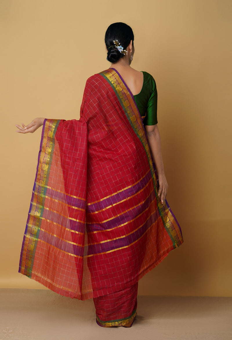 Maroon Pure Pavani Venkatagiri Cotton Saree-UNM65575