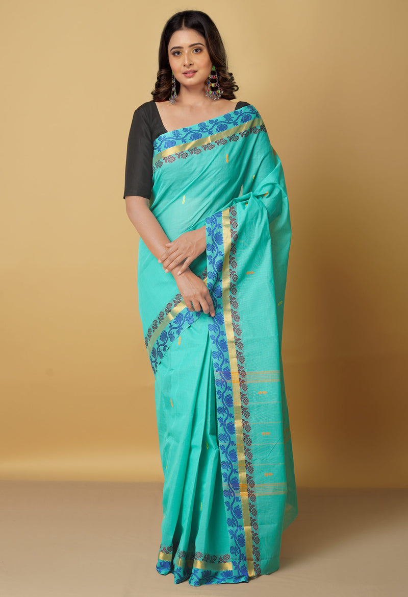 Online Shopping for Green Pure Pavani Venkatagiri Cotton Saree with Fancy prints from Andhra Pradesh at Unnatisilks.com India