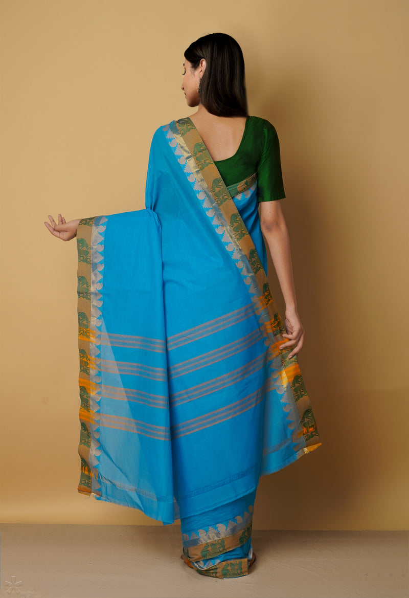 Blue Pure Pavani Venkatagiri Cotton Saree-UNM65585