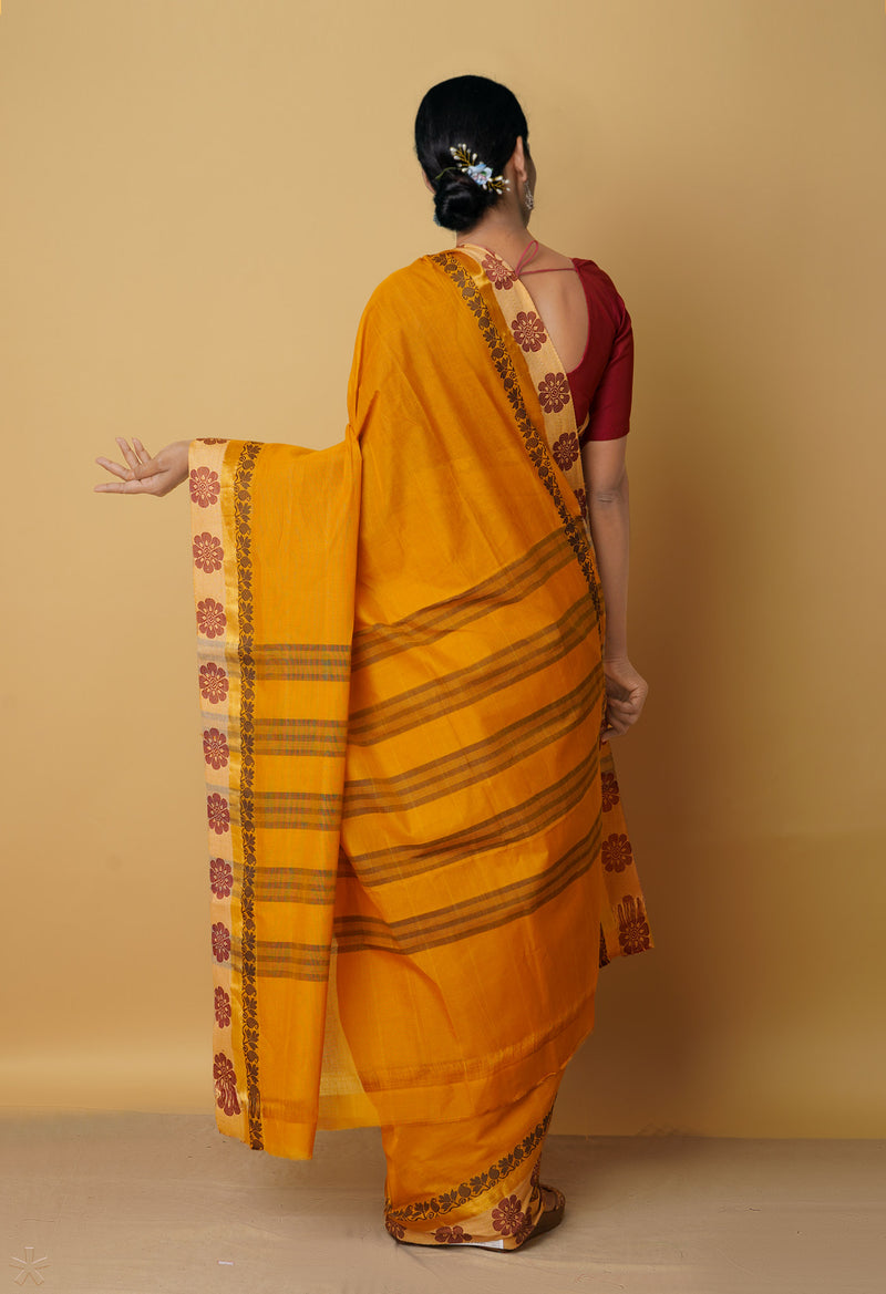 Yellow Pure Pavani Venkatagiri Cotton Saree-UNM65590