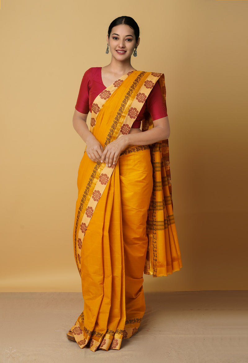 Yellow Pure Pavani Venkatagiri Cotton Saree-UNM65590