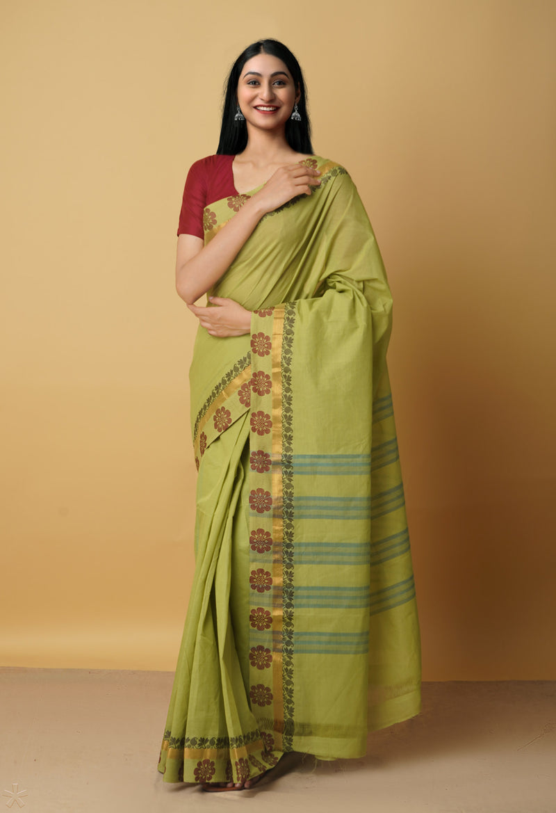 Green Pure Pavani Venkatagiri Cotton Saree-UNM65592