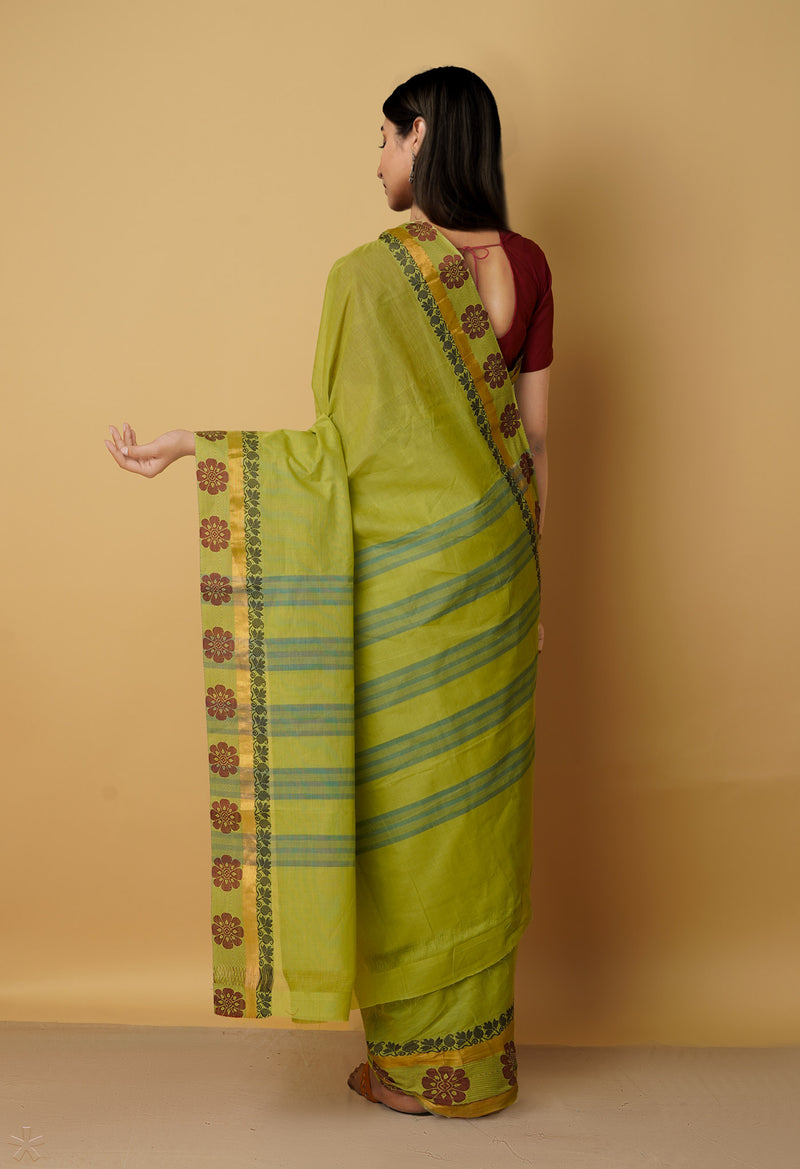 Green Pure Pavani Venkatagiri Cotton Saree-UNM65592