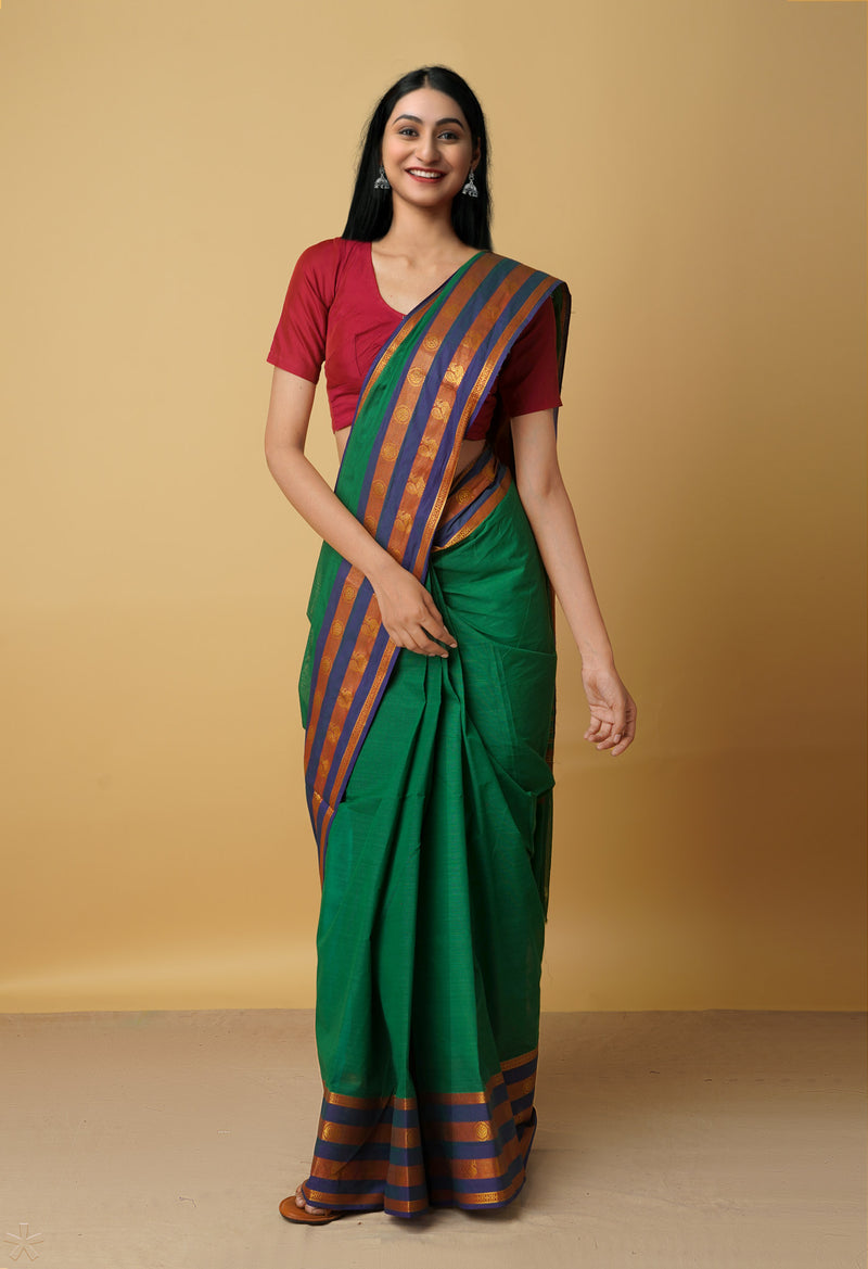 Green Pure Pavani Venkatagiri Cotton Saree-UNM65598