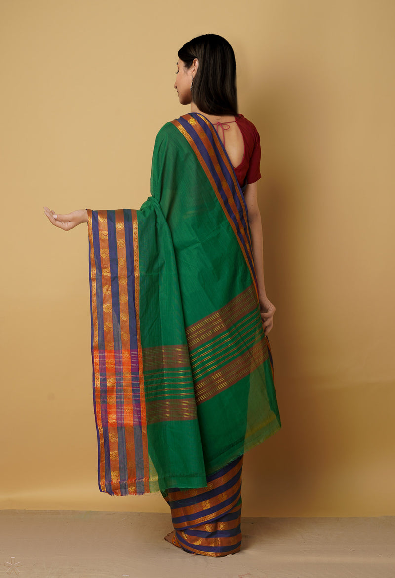 Green Pure Pavani Venkatagiri Cotton Saree-UNM65598