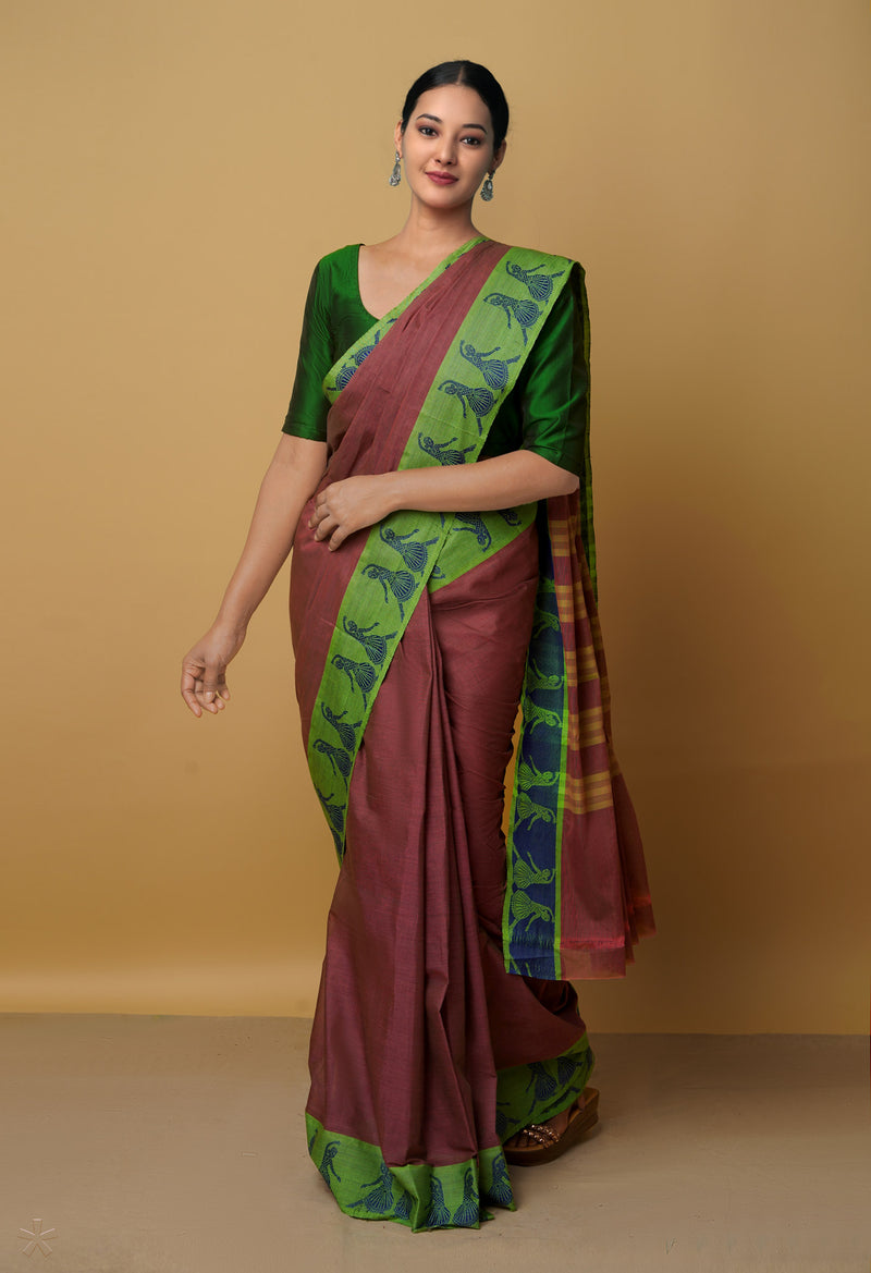Brown Pure Pavani Venkatagiri Cotton Saree-UNM65610