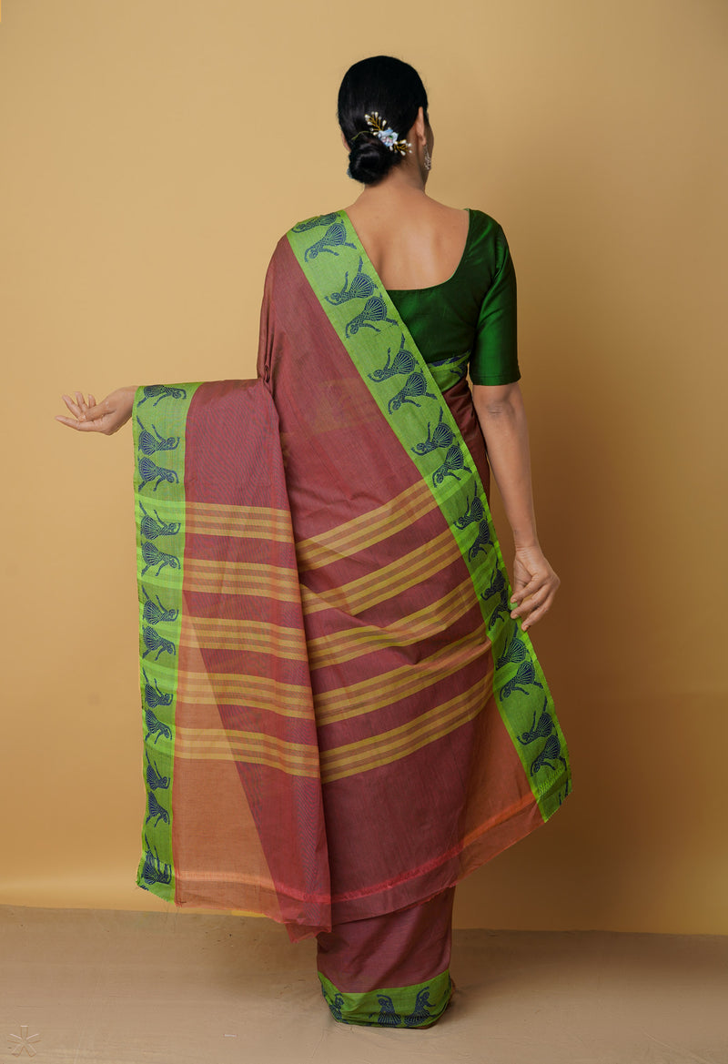 Brown Pure Pavani Venkatagiri Cotton Saree-UNM65610