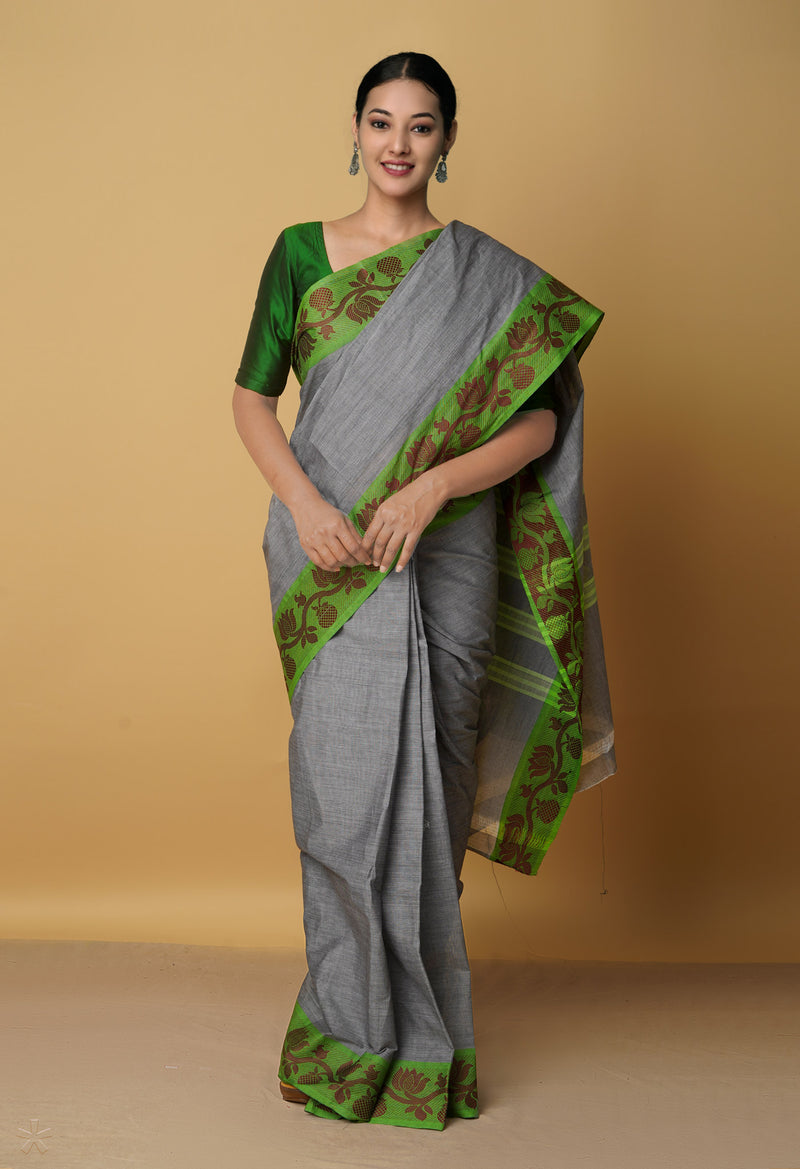 Grey Pure Pavani Venkatagiri Cotton Saree-UNM65611