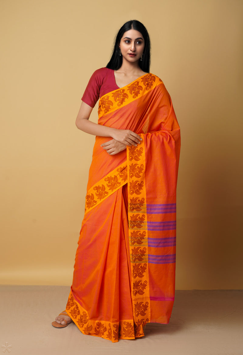 Orange Pure Pavani Venkatagiri Cotton Saree-UNM65614