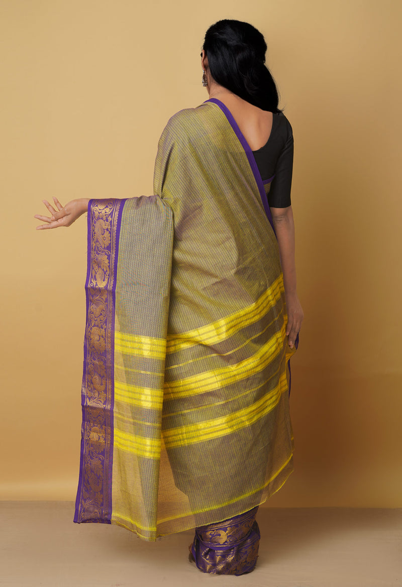 Green-Blue Pure Pavani Venkatagiri Cotton Saree-UNM65619