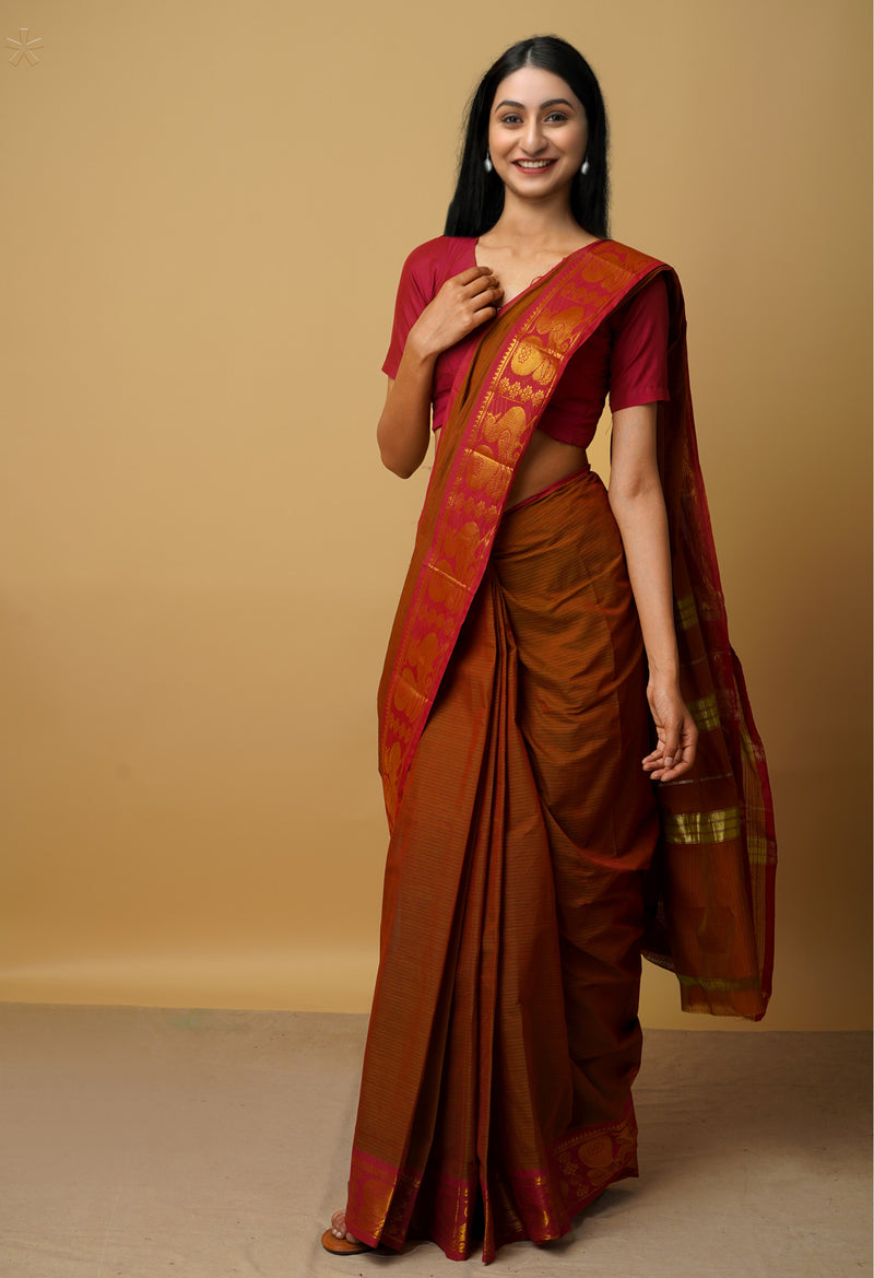 Brown Pure Pavani Venkatagiri Cotton Saree-UNM65627