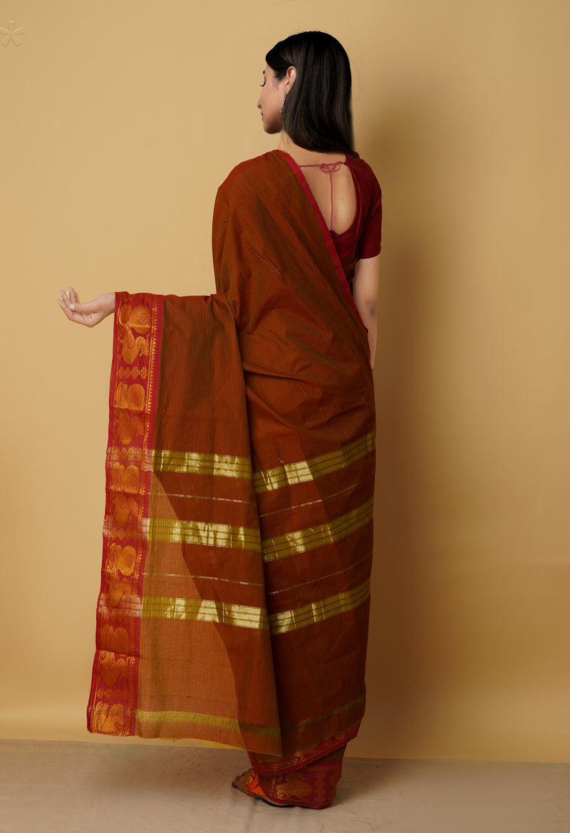 Brown Pure Pavani Venkatagiri Cotton Saree-UNM65627