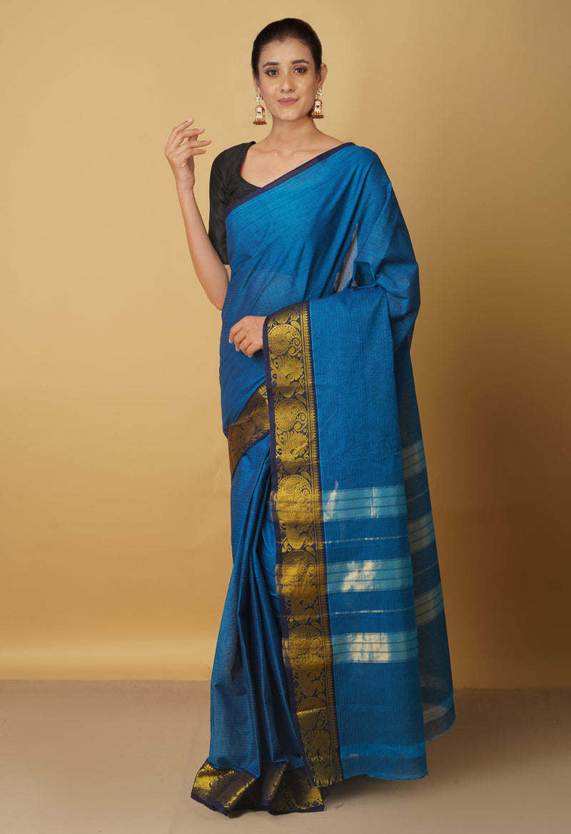 Online Shopping for Blue Pure Pavani Venkatagiri Cotton Saree with Fancy prints from Andhra Pradesh at Unnatisilks.com India