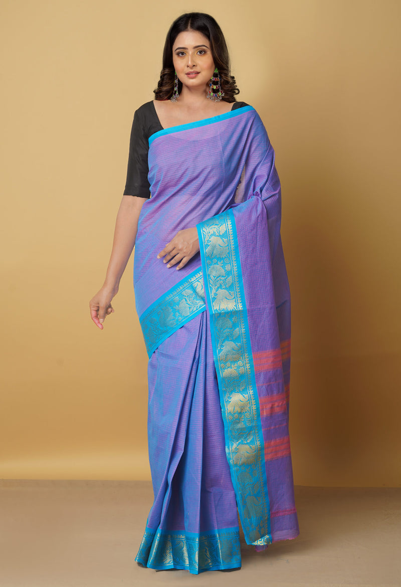 Violet Pure Pavani Venkatagiri Cotton Saree-UNM65630