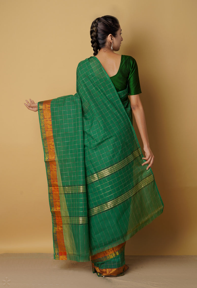Green Pure Pavani Venkatagiri Cotton Saree-UNM65631