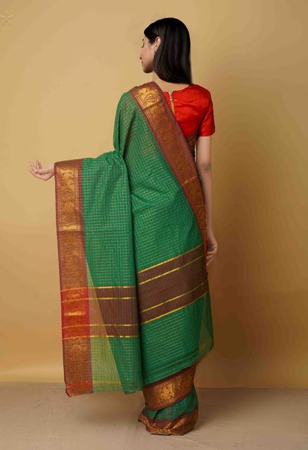 Green Pure Pavani Venkatagiri Cotton Saree-UNM65646