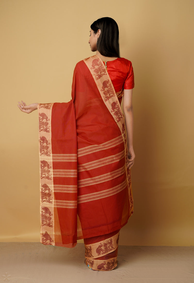 Maroon Pure Pavani Venkatagiri Cotton Saree-UNM65668