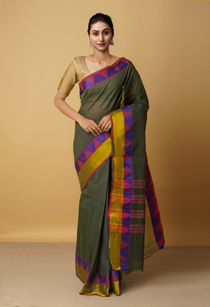 Green Pure Pavani Venkatagiri Cotton Saree-UNM65679