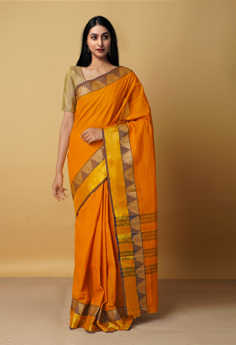 Orange Pure Pavani Venkatagiri Cotton Saree-UNM65680