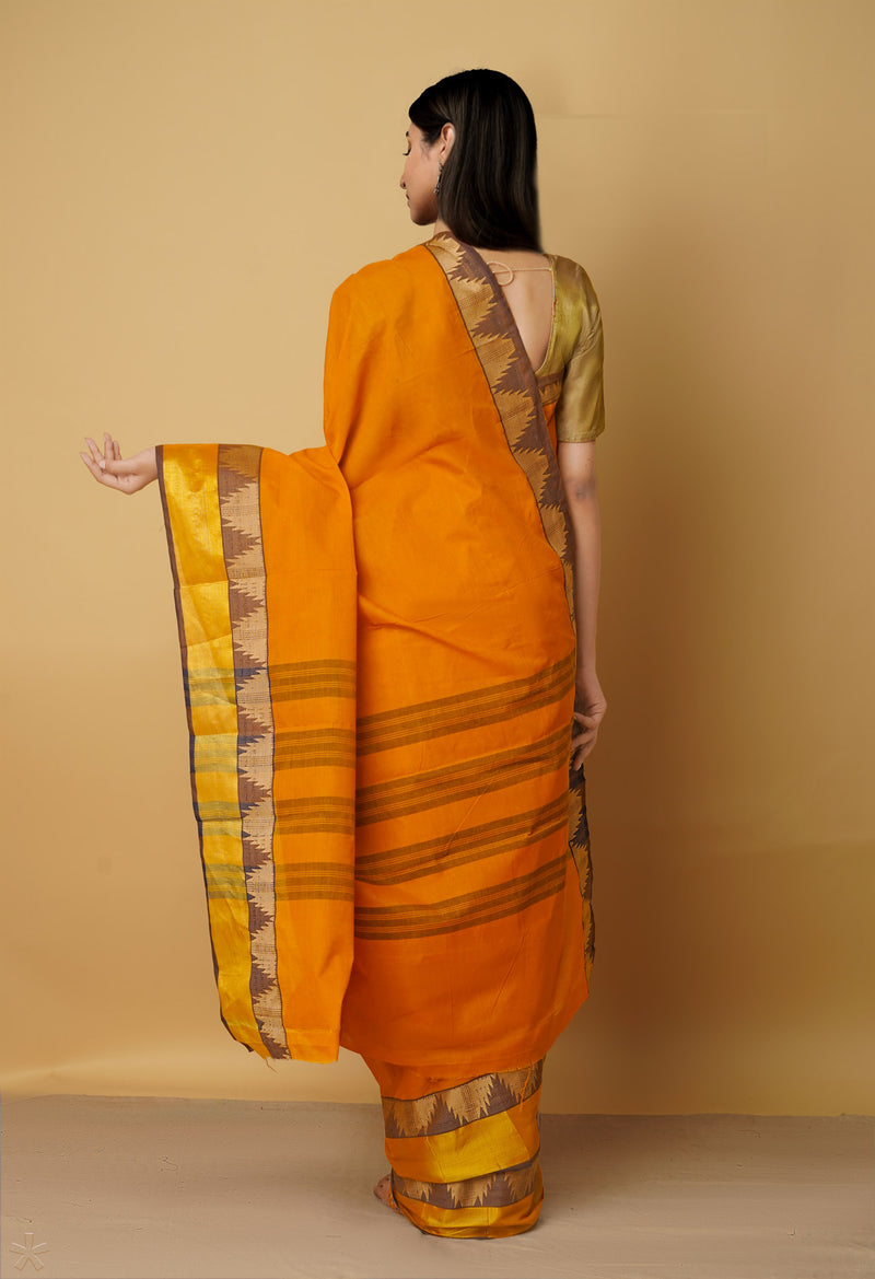Orange Pure Pavani Venkatagiri Cotton Saree-UNM65680
