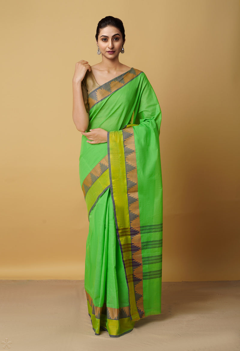 Green Pure Pavani Venkatagiri Cotton Saree-UNM65683