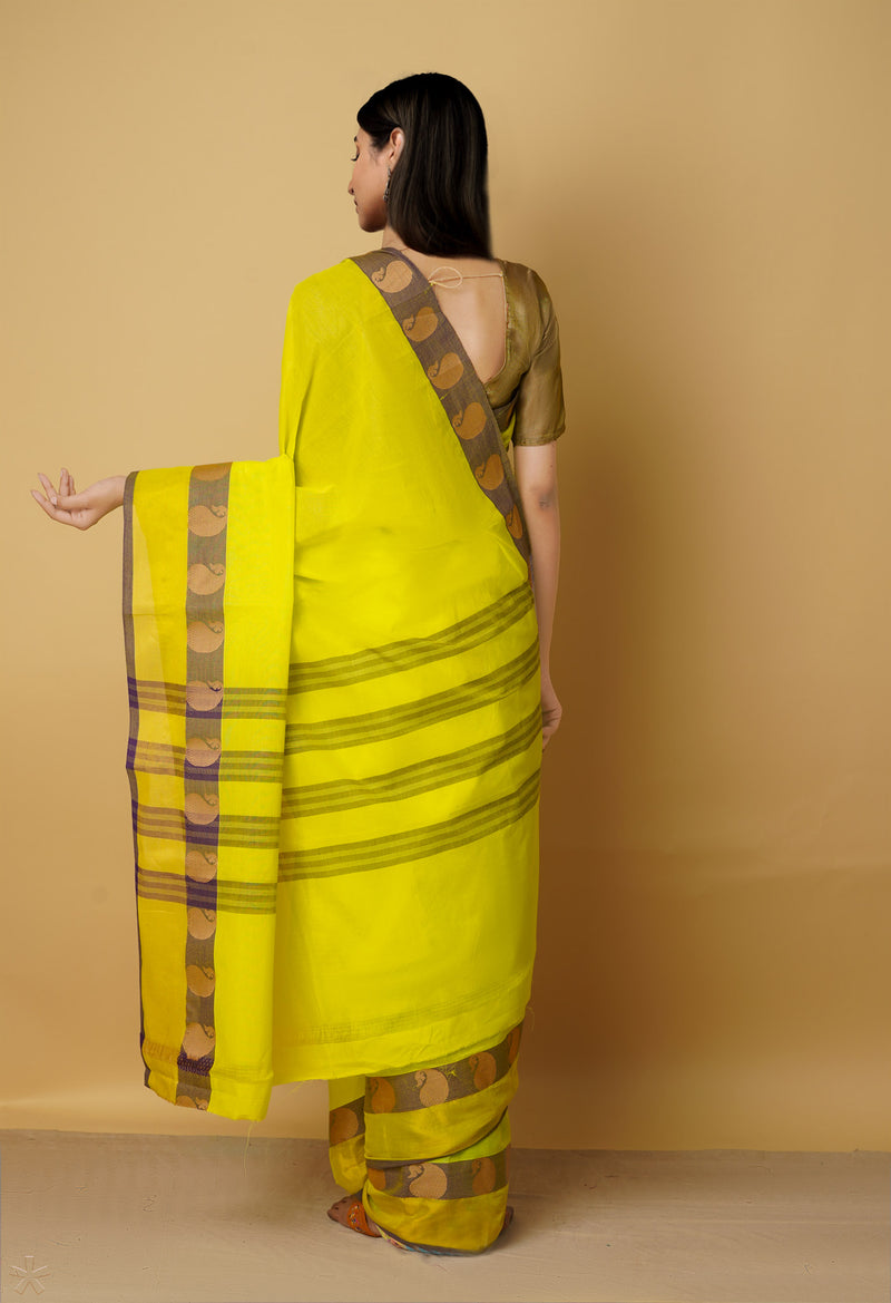Lemon Yellow Pure Pavani Venkatagiri Cotton Saree-UNM65684