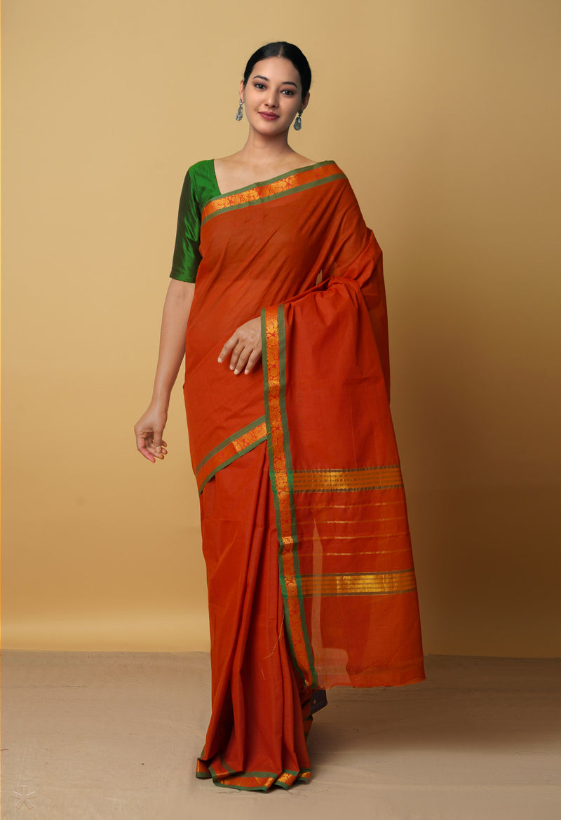 Orange Pure Pavani Venkatagiri Cotton Saree-UNM65693