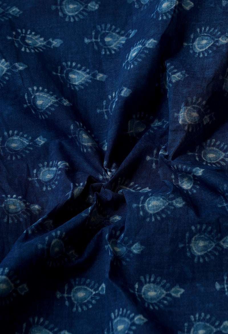 Navy Blue Pure Chanderi Cotton Saree-UNM65701