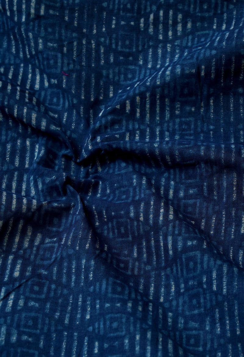 Navy Blue Pure Chanderi Cotton Saree-UNM65704