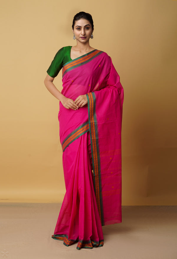 Pink Pure Handloom Pavani Chettinad Cotton Saree-UNM65718