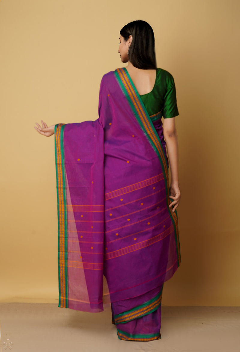Violet Pure Handloom Pavani Chettinad Cotton Saree-UNM65719