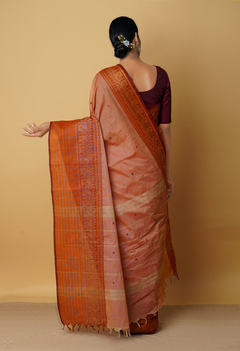 Brown Pure Handloom Pavani Chettinad Cotton Saree-UNM65723