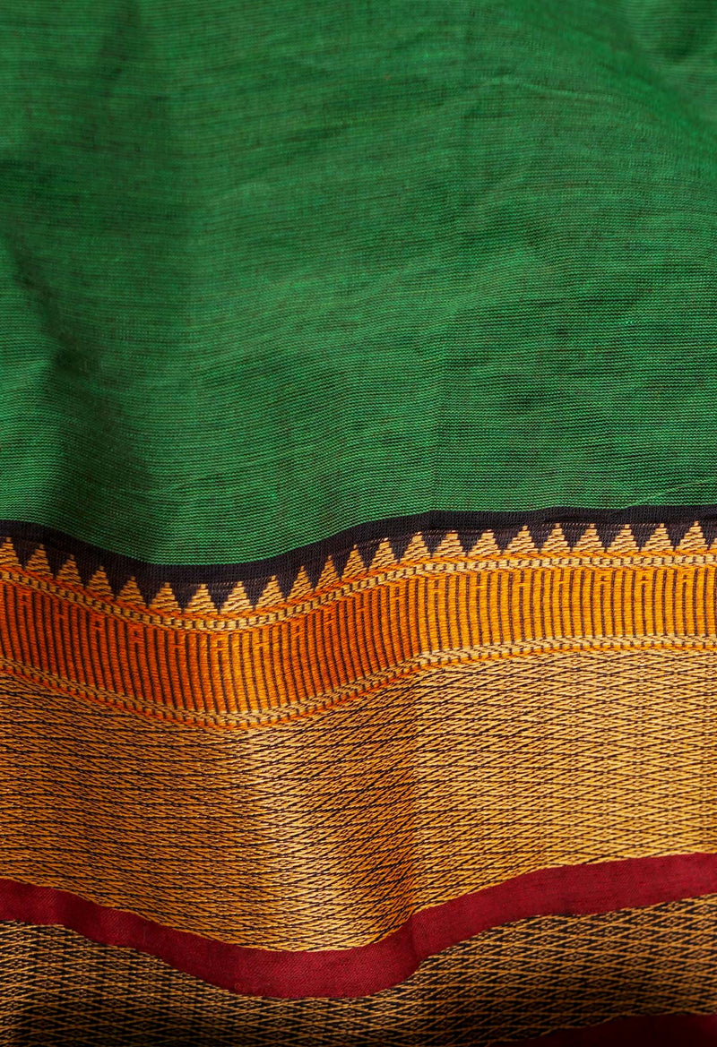 Green Pure Handloom Pavani Chettinad Cotton Saree-UNM65769