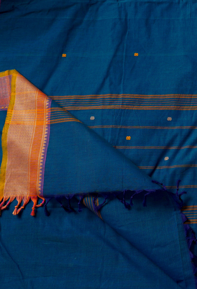 Blue Pure Handloom Pavani Chettinad Cotton Saree-UNM65770